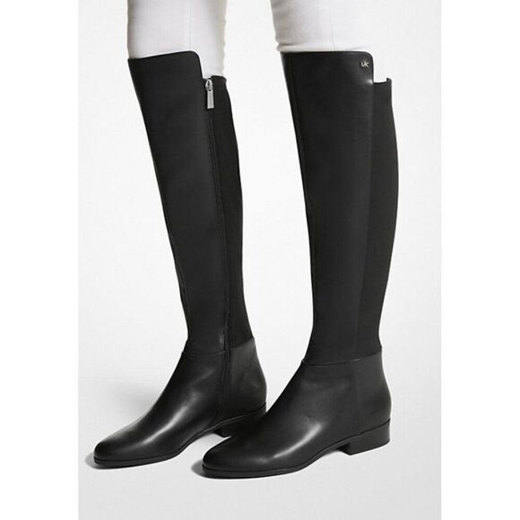 Michael Kors Bromley Over The Knee Genuine Leather Solid Black Boots 7 - Picture 2 of 5